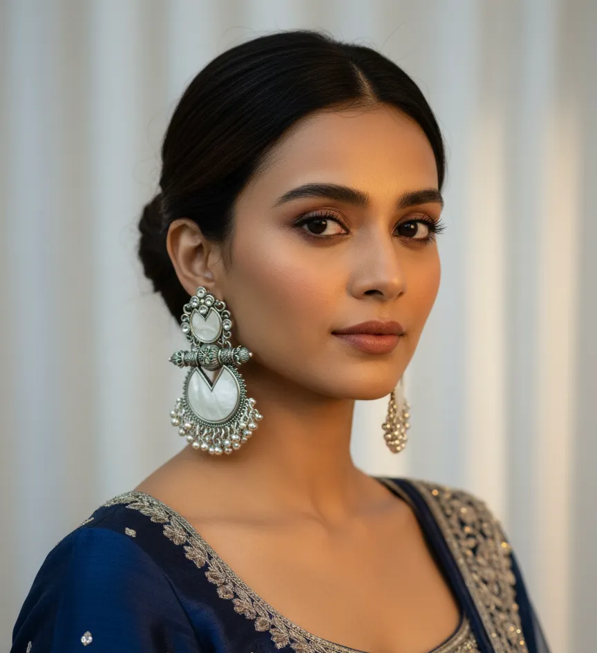 silver v cut earring